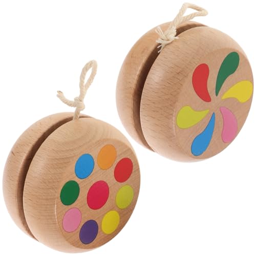 YARNOW 2 Stück Holz Yoyos Lustiges Lernspielzeug für Jungen und Mädchen Einstellbare Schnur Leicht und Tragbar für Outdoor Aktivitäten und Koordinationstraining von YARNOW