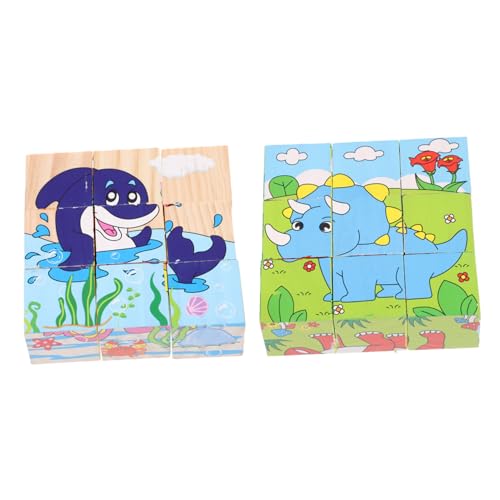 YARNOW 2 Stück Holzpuzzle für Bewegendes Lernspielzeug zur Frühkindlichen Kreatives Puzzle mit Ozeantieren und Dinosauriern Pädagogisches Holzspielzeug für Kleine von YARNOW