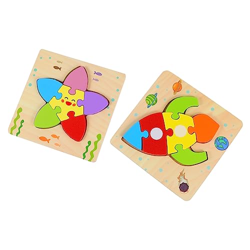 YARNOW 2 Stück Holzpuzzle für Kleinkinder Frühes Lernen Kognitive Entwicklung Handgefertigtes für Jungen und Mädchen Seestern und von YARNOW