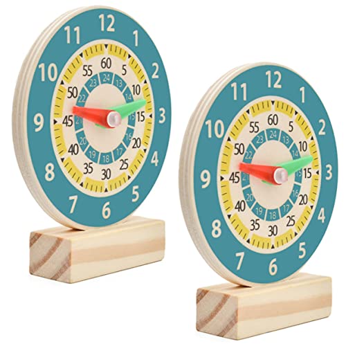 YARNOW 2 Stück Holzuhren Lernspielzeug für Clock Toy Farberkennung für Frühkindliche Bildung und Kognitive Entwicklung von YARNOW