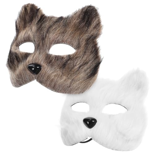 YARNOW 2 Stück Kitsune Fuchs Masken Cosplay Halloween Maske Tiermaske mit Elastischem Band Weiches Material für Maskerade und Party Zubehör von YARNOW