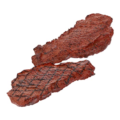 YARNOW 2 Stück Künstliche Steak Dekorationen Realistische Fake Food Spielzeuge für Spielküche und Dekoration Robust und Langlebig Rollenspiele von YARNOW
