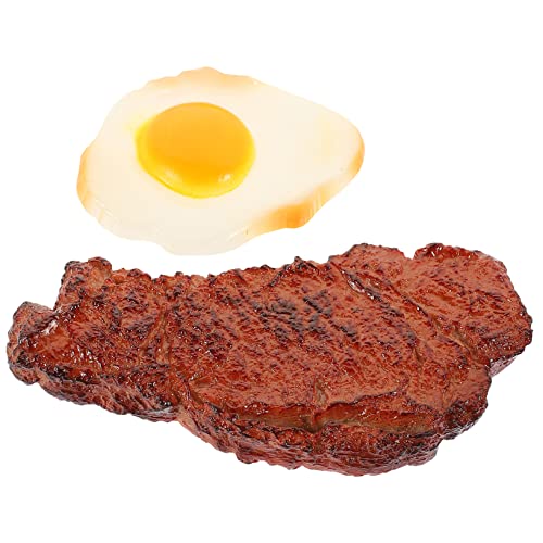 YARNOW 2 Stück Künstliches Steak und Modell Realistische Simulation Lebensmittel Requisiten für Restaurant Deko für Fotografie Hochwertige Verarbeitung und Detailgetreu von YARNOW