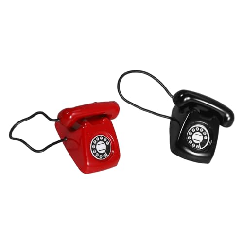 YARNOW 2 Stück Mini Retro Telefon Modell Puppenhaus Telefon Deko Realistisches Miniatur für Kinderzimmer und Bastelprojekte als Tischdeko und Pflanzenornament YARNOW 2 Stück Mini Retro Telefon Modell Puppenhaus Telefon Deko Realistisches Miniatur für Kinderzimmer und Bastelprojekte als Tischdeko und Pflanzenornament von YARNOW