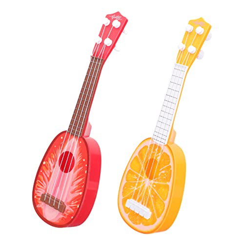 YARNOW 2 Stück Mini Ukulele für Realistisches Musikinstrument für Anfänger Erdbeere Orange Sicher und Leicht zu Bedienen von YARNOW