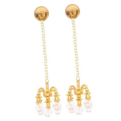 YARNOW 2 Stück Mini-kristallleuchter Dekoration Hängend Led Möblierung Schmücken Klein Winzig Miniaturlampen Für Puppenstuben -kronleuchter Legierung Golden von YARNOW