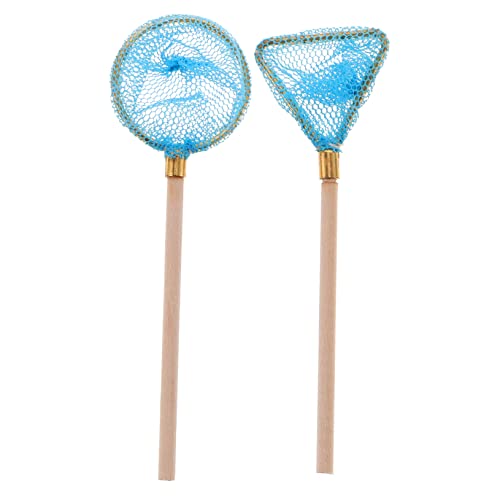 YARNOW 2 Stück Miniatur Angelnetz Set Mini Fischernetz Puppenhaus Deko Lebensecht Leicht Kompakt für Miniatur Garten und Wasserspiel Zubehör von YARNOW