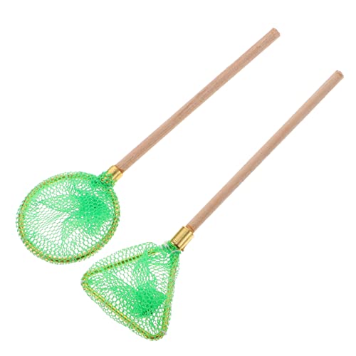 YARNOW 2 Stück Miniatur Fischernetz Teiliges aus Holz und Metall Stabiles Mini Haus Dekorationszubehör Realistisches Kleines Angelnetz für Rollenspiel und Mikro von YARNOW