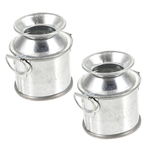 YARNOW 2 Stück Miniatur Metall Eimer Modell Mini Haus Dekoration Mini Milchkanne für Puppenhaus Mikro Landschaft Tischdeko Zubehör von YARNOW