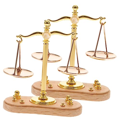 YARNOW 2 Stück Miniatur Metallwaage Teiliges Detailgetreues Miniatur Modell für Puppenhaus Zubehör Realistische Balance für Micro Landschaft und Dekoration von YARNOW