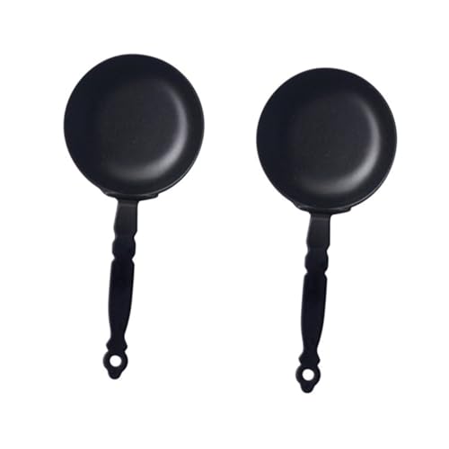 YARNOW 2 Stück Miniatur Pfannen Modell Teilig Schwarze Mini Bratpfannen aus Legierung Realistische Puppenhaus Küchen Zubehör für Miniaturküche Mikrolandschaft Fotorequisiten und DIY von YARNOW