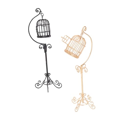 YARNOW 2 Stück Miniaturkäfig Vogelkäfig Zubehör Miniatur Schlafzimmermöbel Bodenständer Vogelkäfig Miniaturhaus Mikro Landschaftszubehör Mini Modell von YARNOW