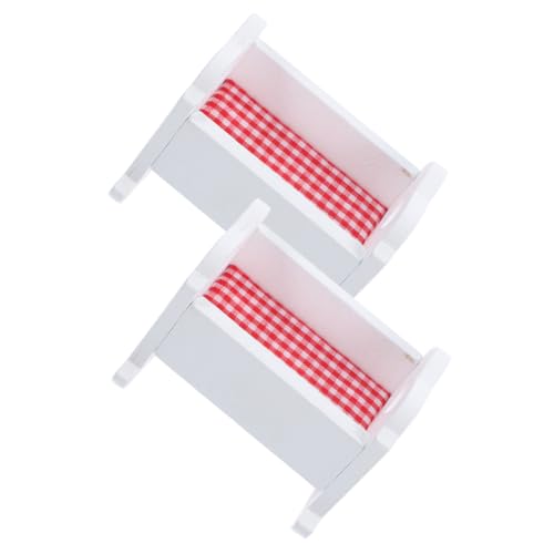 YARNOW 2 Stück Miniaturmöbel Holz Puppenbett für Puppenhaus Stilvolle für Babypuppen Perfektes Zubehör für Miniaturhäuser Geburtstagsgeschenke und Dekoration von YARNOW