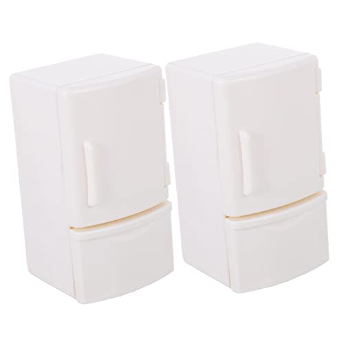 YARNOW 2 Stück Minikühlschrank Puppenhaus Mini-kühlschrank Mini-kühlschrank- Mini-heimkühlschrank-Modell Kühlschrank Spielzeugkühlschrank Plastik Weiß von YARNOW