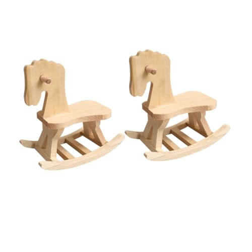 YARNOW 2 Stück Montagemodellspielzeug Schaukelpferd Dekoration Mini Lehrreich Malerei Bausatz Pferdefiguren-bastelset Handwerk Bausätze Khaki Hölzern von YARNOW