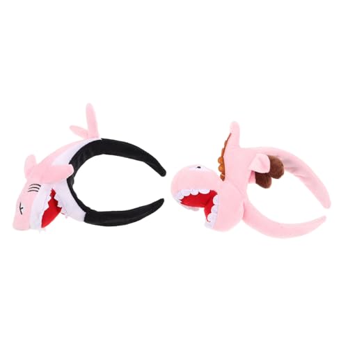 YARNOW 2 Stück Plüsch Haarreifen Dinosaurier Lustige Cartoon Tierhaarbänder für Mädchen Frauen Weiche Kopfbänder für Kostümpartys Halloween Rollenspiele und Zoo-mottopartys von YARNOW