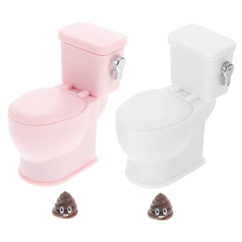 YARNOW 2 Stück Puppenhaus-Toilette, Miniatur-badezimmerdekorationen, Maßstab 1:12, Realistische Spültoilette Und Mini-möbel, Spielzeughaus Für Rollenspielzubehör von YARNOW