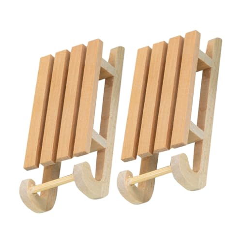 YARNOW 2 Stück Puppenhaus Zubehör Weihnachtsdeko DIY aus Holz Glatte Oberfläche Einzigartige Xmas Mini Ornamente für Kreative Modellbau Landschaften und Festliche Szenen von YARNOW