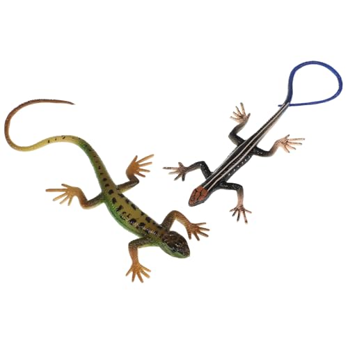 YARNOW 2 Stück Realistische Gefälschte Eidechsen, Eidechsenmodell aus Kunststoff, Reptilien-actionfiguren für Halloween Und Aprilscherze (grün, Blau) von YARNOW