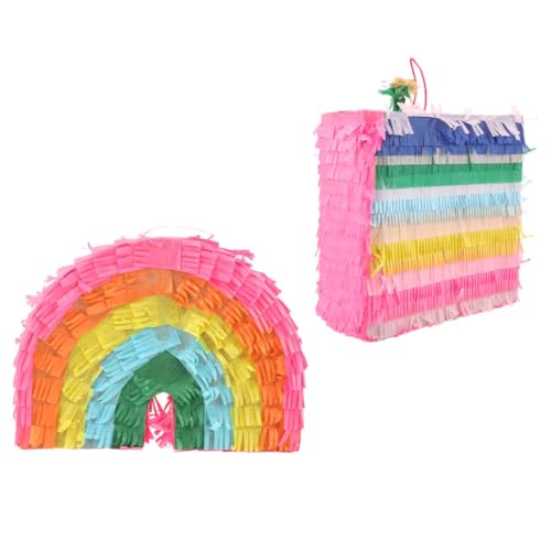 YARNOW 2 Stück Regenbogen Piñata für Geburtstagsfeiern Dekorative Piñata für Feste und Partys Füllbar mit Süßigkeiten und Kleinen Spielzeugen Spaß für Familie und Freunde von YARNOW