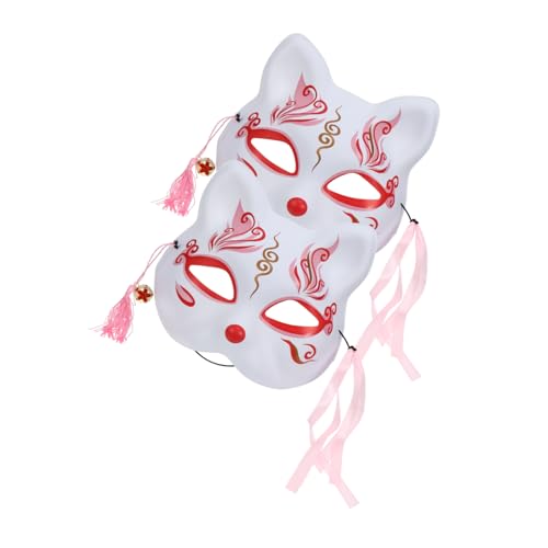 YARNOW 2 Stück Sakura Fuchs Halbgesichtsmaske Kreative Halloween Party Kostümmaske Leicht Tragbar Modisch Für Damen Karneval Cosplay Bühnenfest von YARNOW