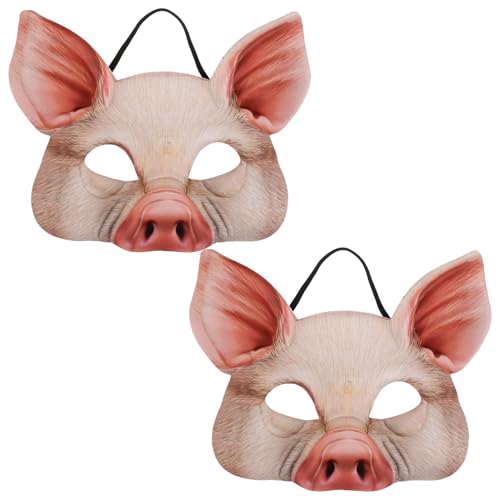 YARNOW 2 Stück Schweinemaske Halloween-Tiermaske Eva-Halbgesichts-Schweinekostüm Für Maskenball-Party Verkleidungszubehör Festival-Cosplay (Pink) von YARNOW
