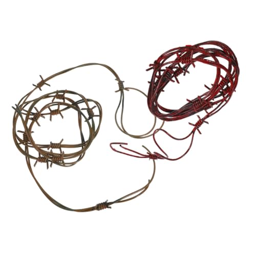 YARNOW 2 Stück Simulation Stacheldraht: Gefälschter Rostiger Draht – Halloween-Dekoration Für Spukhäuser, Cowboy-Party-Requisiten – Halloween-Party-Dekoration von YARNOW
