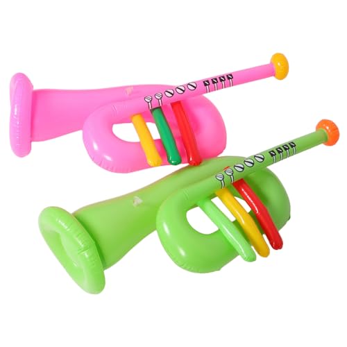 YARNOW 2 Stück Teiliges Aufblasbares PVC Trompeten Spielzeugset für Leichtes Party Musikinstrument Bunte Bühnenrequisiten Tragbar und Vielseitig für Geburtstagsfeiern und Bühnenauftritte von YARNOW