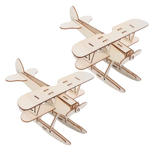 YARNOW 2 Stück Teiliges DIY Holzflugzeug Modellbauset Wasserflugzeug Bausatz zum Bemalen Pädagogisches Kreativspielzeug für Hand Auge koordination und Künstlerischen Fähigkeiten von YARNOW