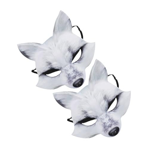 YARNOW 2 Stück Teiliges Eva Fuchs Halbsichtmaske Realistische Tiermaske mit Elastischem Band Leichte Party Accessoires für Halloween Maskenball Cosplay und Karneval Unisex Bequem und von YARNOW