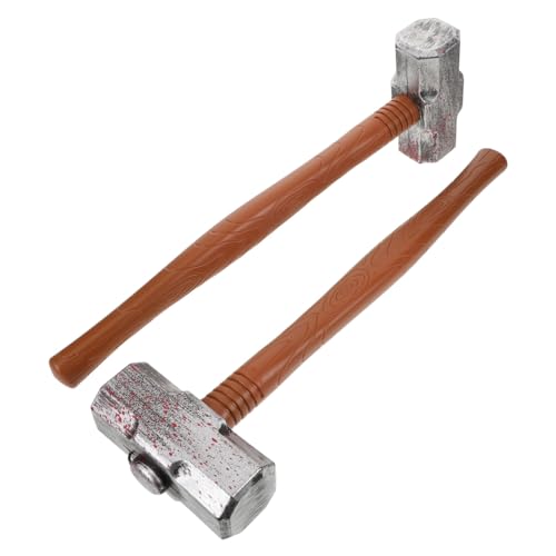 YARNOW 2 Stück Teiliges Halloween Vorschlaghammer Kunststoff Requisite Realistische mit Blutigem Aussehen Ergonomisch Leicht Sicher für Kostüme Rollenspiele Party von YARNOW
