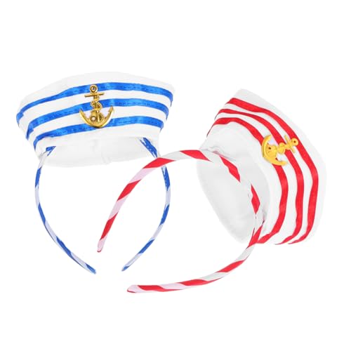 YARNOW 2 Stück Teiliges Matrosen Stirnband Kapitänsmütze Haarschmuck für Damen und Herren Blau Rot Komfortabel und Stabil Geeignet für Karneval Cosplay Partys Kostüm Zubehör YARNOW 2 Stück Teiliges Matrosen Stirnband Kapitänsmütze Haarschmuck für Damen und Herren Blau Rot Komfortabel und Stabil Geeignet für Karneval Cosplay Partys Kostüm Zubehör von YARNOW