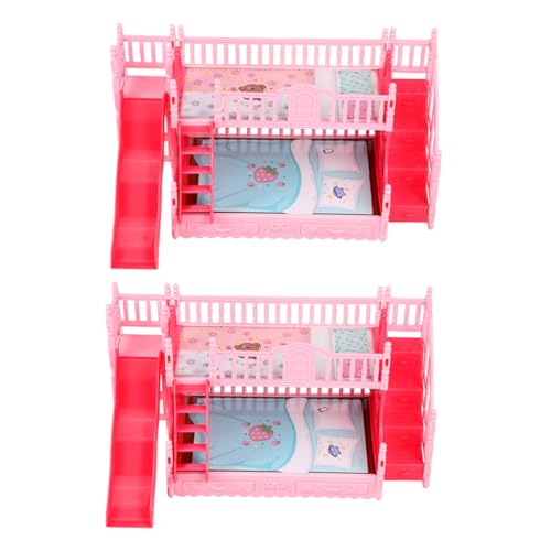 YARNOW 2 Stück Teiliges Puppenhaus Etagenbett Miniatur Puppenmöbel aus Kindersicherem Leichtem Material Realistische Doppelstockbett Gestaltung für Kinderzimmer Dekoration und von YARNOW
