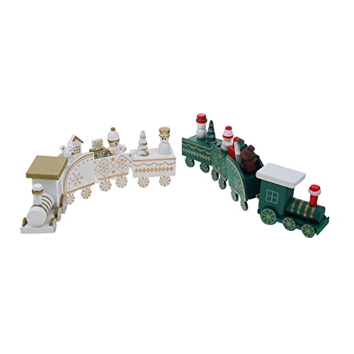 YARNOW 2 Stück Weihnachtliche Holz Eisenbahn Deko Teilig DIY Abnehmbar Tischdekoration mit Bär und Schneemann für und Büro von YARNOW