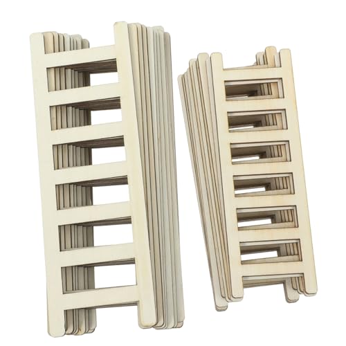 YARNOW 20 Stück Mini Holzleiter Teiliges Naturbelassene Miniaturleiter aus Stabilem Holz Kompakte Puppenhaus Deko für DIY Landschaftsmodelle und Puppenhäuser Realistische von YARNOW