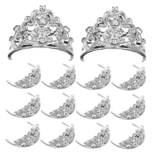 YARNOW 20 Stück Mini Queen Crown Hair Accessoires Puppendekor kleine Puppen winzig Prinzessin Puppenkrone Mini-Krone Minikronen zum Basteln kleine Schmuckstücke für Puppen Plastik Silber von YARNOW