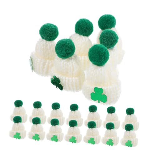 YARNOW 20 Stück Mini Strickmützen für Patrick Day DIY Dekorationen Wiederverwendbare Wollhüte mit Grünen Akzenten für Kreative Bastelprojekte und Festliche Feiern von YARNOW