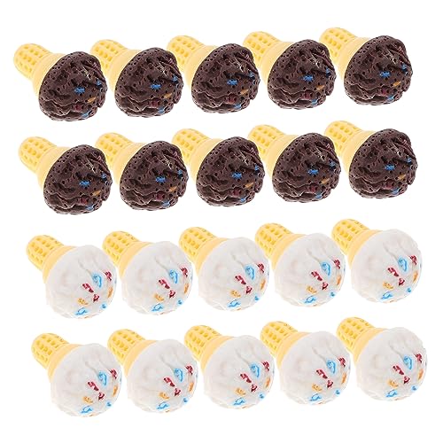 YARNOW 20 Stück Miniatur Eiswaffeln Dekoration Teiliges für Puppenhaus Zubehör Kreative DIY Mini Eiscreme für Wohnaccessoires und Handytaschen Elegantes Mini Haus Deko Element von YARNOW