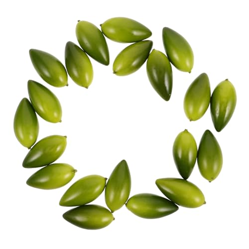 YARNOW 20 Stück Olivenimitat Olivgrüne Modelldekorationen Simulationsfruchtdekormodell Künstliche Früchtedekorationen Simulation Obstdekor Green Hochdruck-polyethylen von YARNOW