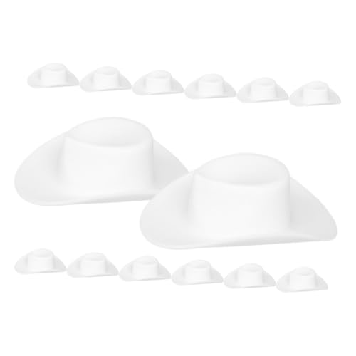 YARNOW 20 Stück Puppen Cowboy Hatspielzeug Rosa Handwerk Party Mini Dekoration Kuh Puppenhauslieferungen kleine Hüte zum Basteln Puppenmütze selber Machen Plastik Weiß von YARNOW
