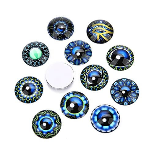 YARNOW 20 Stück Runde Cabochon Patches für DIY Schmuckgestaltung Blau Dekorative Aufkleber für Ohrringe Uhren und Kreative Bastelprojekte von YARNOW