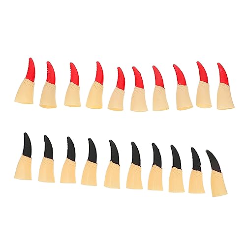YARNOW 20 Stück Teiliges Halloween Fingernägel Falsche Finger aus Leuchtende Hexen Finger für Karneval und Party Realistische Nagel Requisiten Rot und Schwarz Angenehm zu Tragen von YARNOW