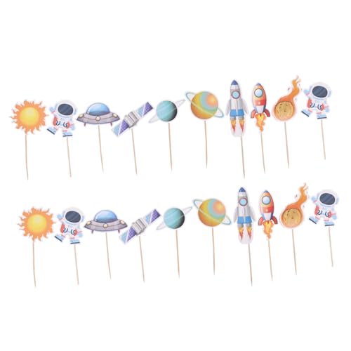 YARNOW 20 Stück Teiliges Kuchen Deko Astronaut Cupcake Picks für Kindergeburtstag Kreative Tortendeko Sicher und Einfach zu Verwenden für Desserts und Partys von YARNOW
