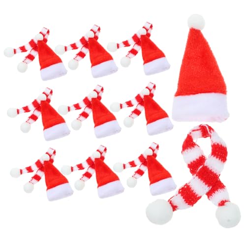 YARNOW 20 Stück Teiliges Mini Strickmützen und Schalset für Puppen Weihnachtsmütze Rot Weiß Handgestrickt Festliche Xmas Dekoration für Zuhause und Party Kreative Weihnachtsatmosphäre von YARNOW