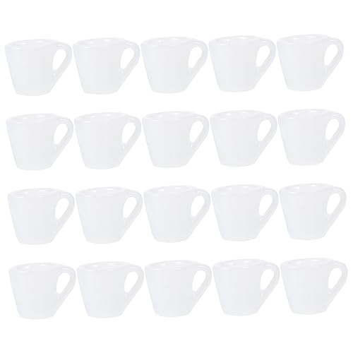 YARNOW 20 Stück Teiliges Miniatur Kaffeetassen aus Resin Weiße Mini Markttassen für Puppenhaus Zubehör Realistische Mini Becher Dekoration Langlebig und Farbecht für Puppenhaus Szenen von YARNOW