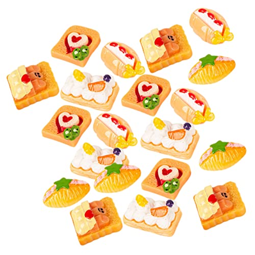 YARNOW 20 Stück Teiliges Realistische Brotdekorationen aus Harz Vielseitige DIY Bastelanhänger Stabile Dessert Charms für Haarclips Handarbeiten Handyhüllen und Kreative Dekorationen von YARNOW