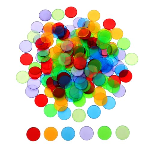 YARNOW 200 Stück Farbige Zählchips aus Kunststoff Transparente Spielmarken für Bingo und Lernspiele für Zählen Sortieren und Matheübungen Wiederverwendbar von YARNOW