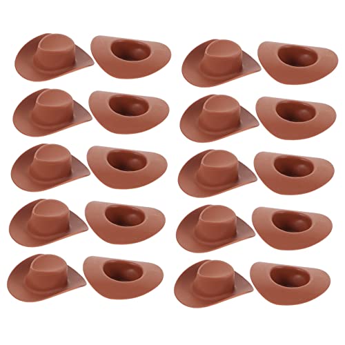 YARNOW 20Stücke Cowboyhut Braune Puppenhüte Aus Kunststoff Für Kreative Bastelideen Dekoration Für Puppenhaus Und Miniaturszenen von YARNOW