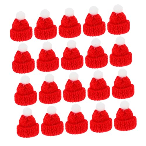 YARNOW 20Stücke Mini Strickmützen Für Bastelprojekte Kleine Weihnachtsmützen Deko Für Weihnachtsbaum Partys Handgefertigte Mini Hüte Für DIY Weihnachten von YARNOW