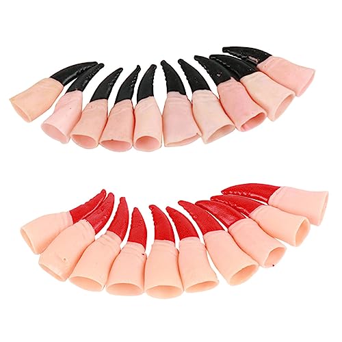YARNOW 20Stücke Wiederverwendbare Hexenfingernägel Dekorative Halloween Finger Für Partys Rote Und Schwarze Requisiten Für Cosplay Ereignisse von YARNOW